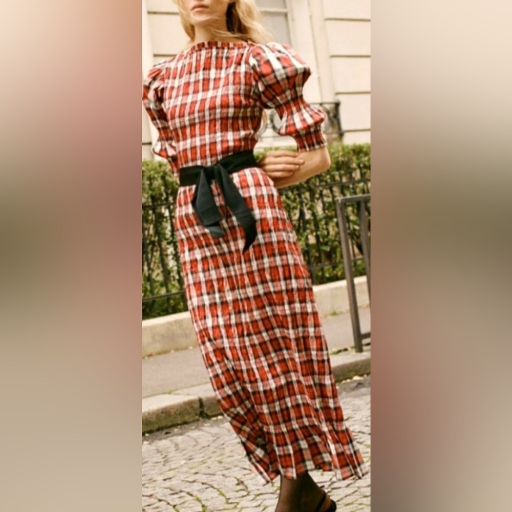 NWT DOEN Raquella Dress Rouge Adaline Plaid Size Small - Picture 4 of 11